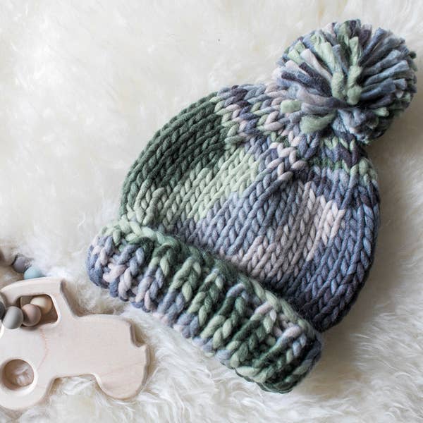 Huggalugs Camo Army Green Knit Beanie Hat
